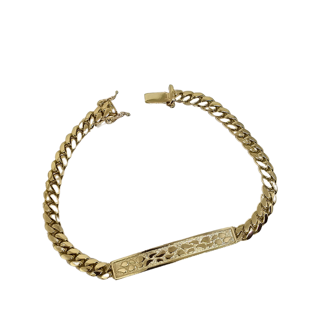 6mm  Bracelet  Cubain Link Crocodile solid Yellow gold New