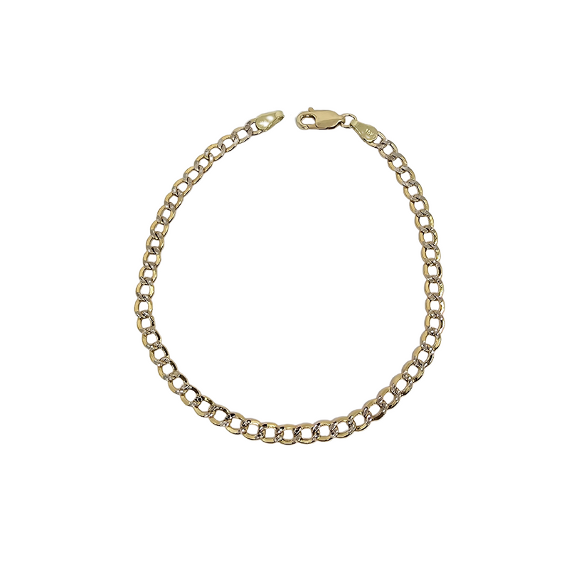 10k 4mm Curb Chain diamond cut bracelet