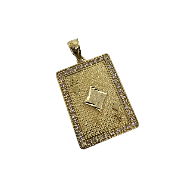 10k Gold Ace of diamonds Pendant