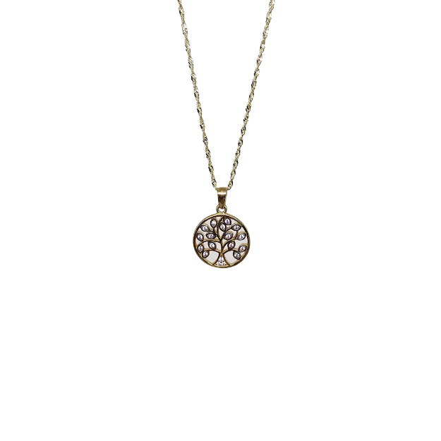 10k Gold Chain with Yellow Gold Tree of Life pendant New