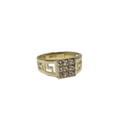 Majestic Brilliance : Bague grecque pour homme en or jaune 10K avec zircone