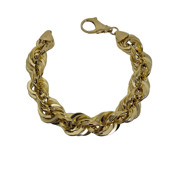 15mm Rope Chain Bracelet 10K Yellow Gold Bracelet for Men ASK-1149