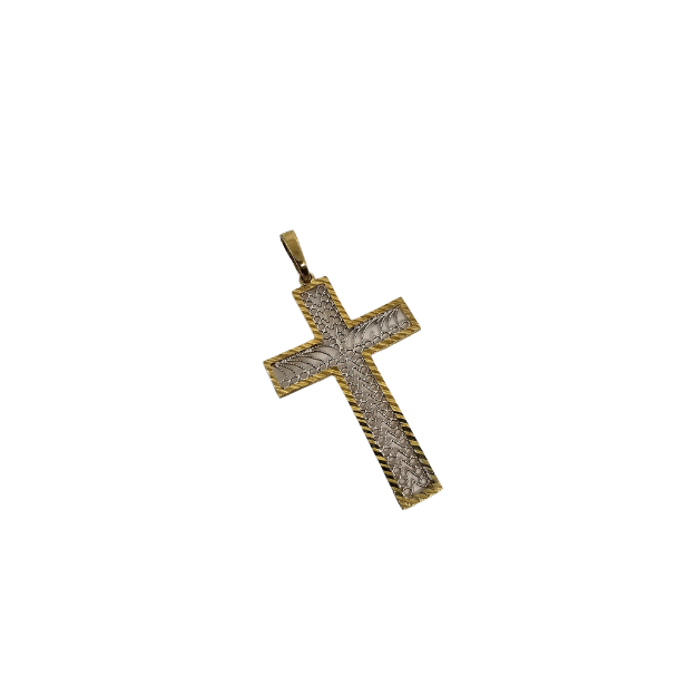 Pendentif croix en or 10k couleur duo Alfredo