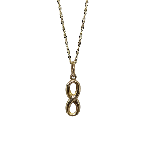 10k Gold Chain with Yellow Gold infinity Pendant New