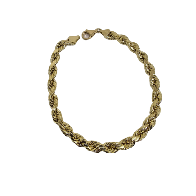 8mm Rope Chain Bracelet 10K Yellow Gold Bracelet for Men ASK-1148
