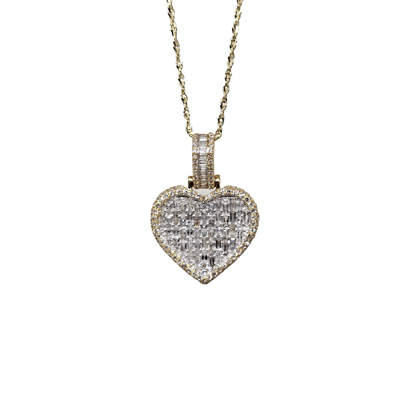10k necklace Heart baguettes 1.57ct of diamonds