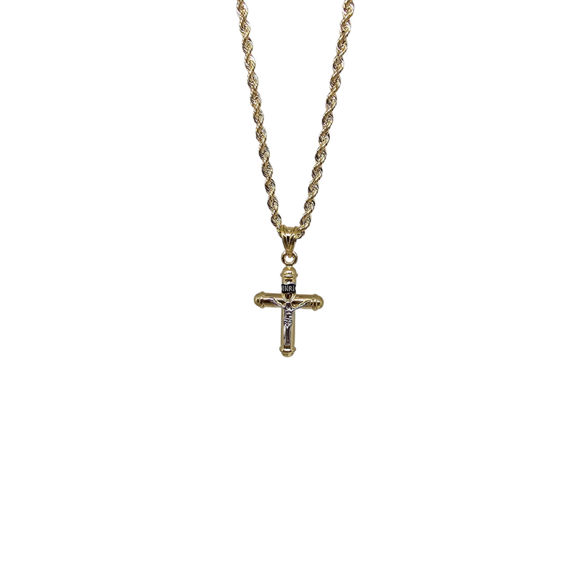 10K Gold  Rope Chain +10K Gold Cross bullet  jesus 2 tons