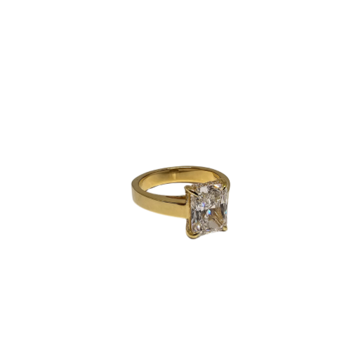 14K Gold Solitaire Engagement Ring with 3.07ct Radiant-Cut VS Clarity EF Color Lab Diamond