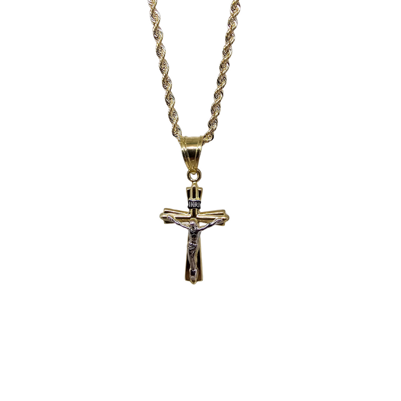 Torsade en or 10kt + Inri Cross en or 10 karat LA503