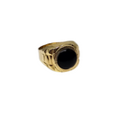 10k Black Onyx Round Shape Gold Ring