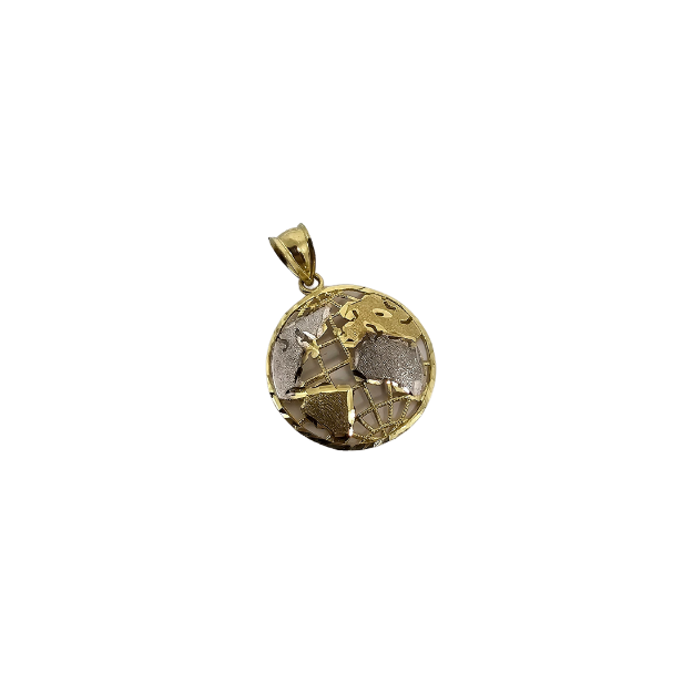 10k Gold Duo color Globe World Pendant New