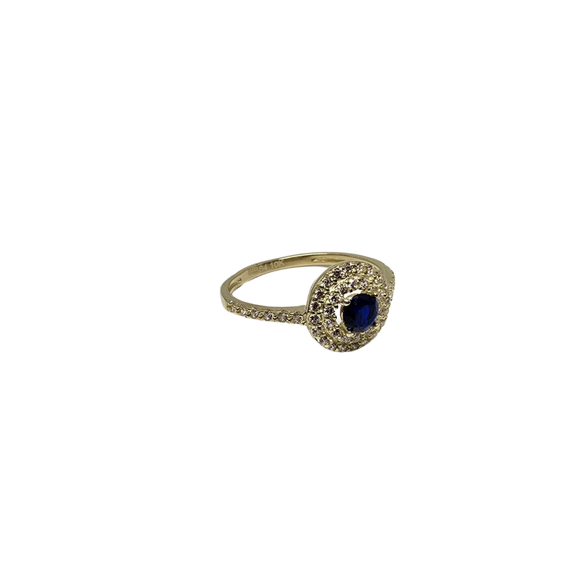 10k gold blue round ring