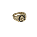 Olympus Crest: 10K Gold Greek Ring with Black Detailing – Comfort Fit
