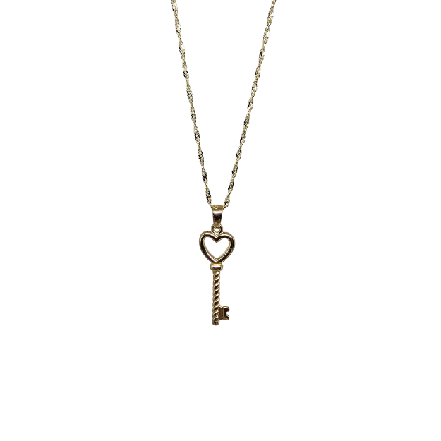 10k Gold Chain with Yellow Gold Key of Love pendant New