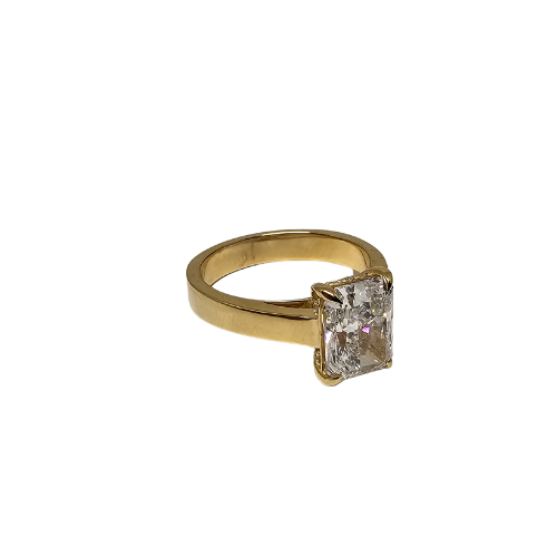 14K Gold Solitaire Engagement Ring with 2.57ct Radiant-Cut VS Clarity EF Color Lab Diamond