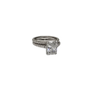 Duo élégant : Bague de fiançailles en or blanc 14 carats avec diamant de laboratoire de 3,28 carats