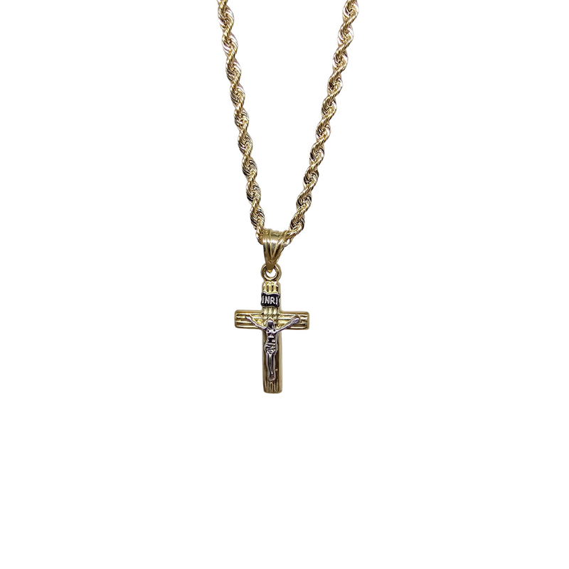 10K Gold  Rope Chain +10K Gold Cross jesus 2 tons