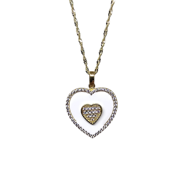 10k Gold Chain with Yellow Gold Heart  pendant New