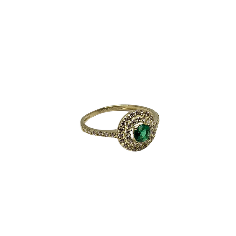 10k gold Green  round ring