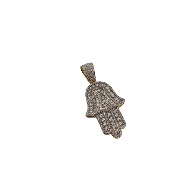 10k Pendant Hamsa Hand 1.50ct Diamonds i  NEW