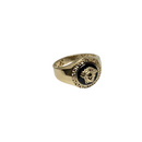 Imperial Valor: 10K Gold Greek Ring with Black Centerpiece