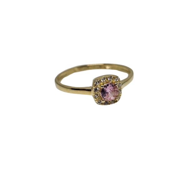 10k Gold Pink Stone  Women Ring New