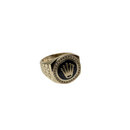 Royal Mark: 10K Yellow Gold Men’s Ring with Crown-Inspired Emblem