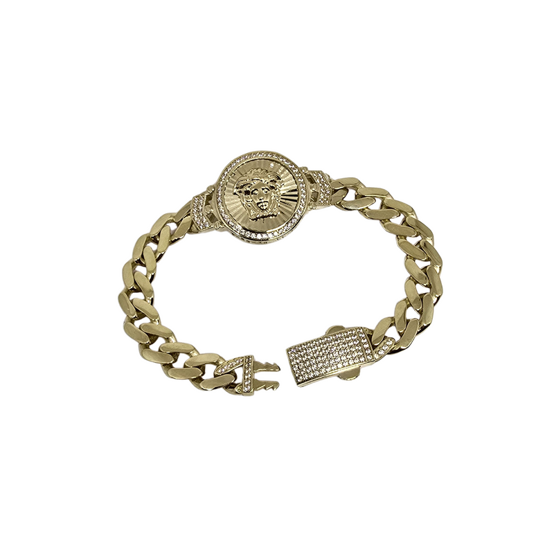 10k 9mm meduse Face Bracelet with Zirconia stones