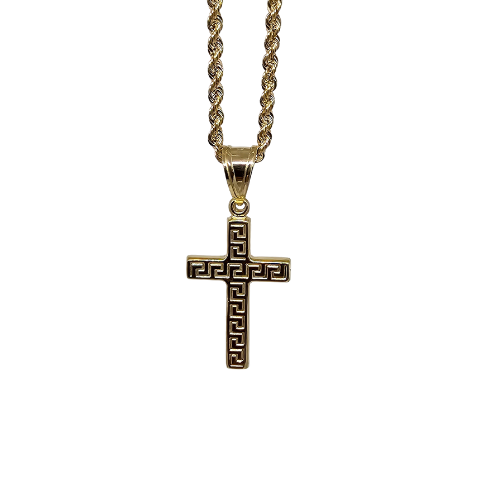 10k Rope Chain + Cross Medusa ReVersible NEW