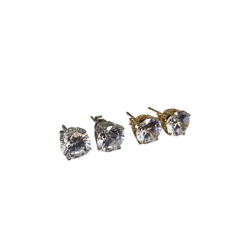 Boucles D'oreilles Homme Or Jaune 10 Carats Avec Diamants Ronds - Fermeture à Vis