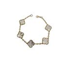 Bracelet en or 10K avec un grand trèfle en nacre blanche