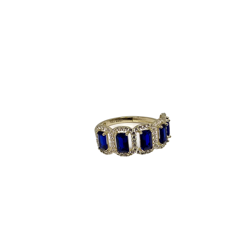 10k blue square stones yellow gold