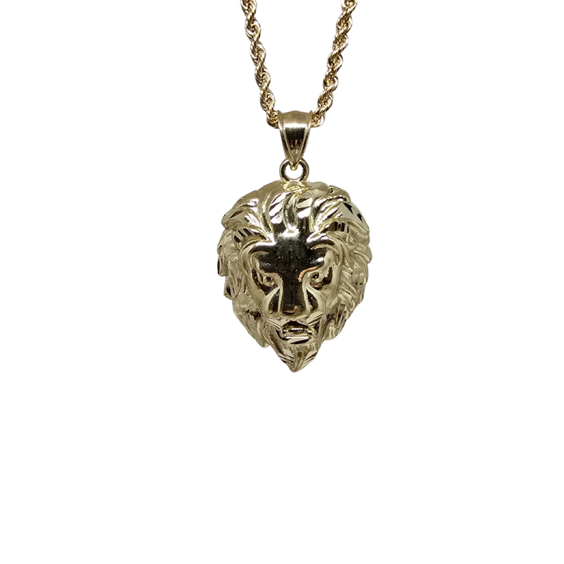 10K Gold Rope Chain+ 10K Gold Lion Pendant