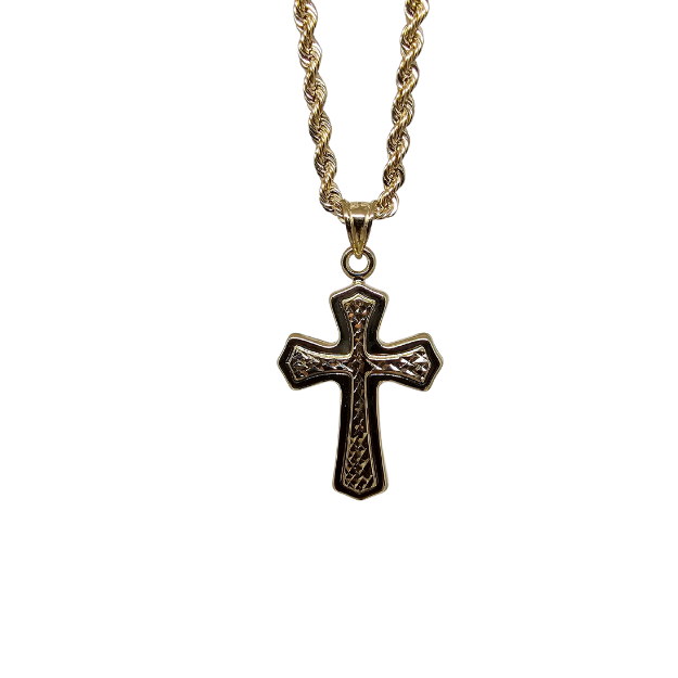 10K Gold  Rope Chain +10K Gold Cross