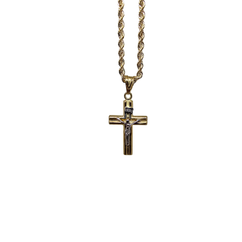 10K Gold  Rope Chain +10K Gold Cross jesus 2 tons