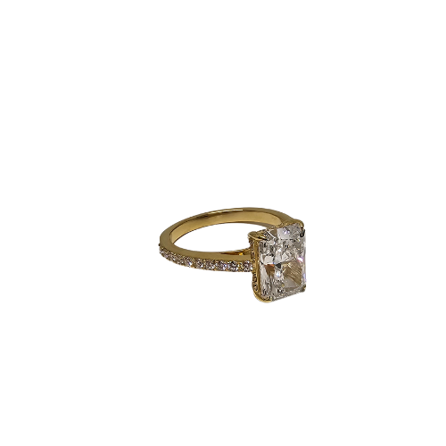 14K Gold Engagement Ring with 2.53ct Radiant-Cut VS Clarity EF Color  lab Diamonds