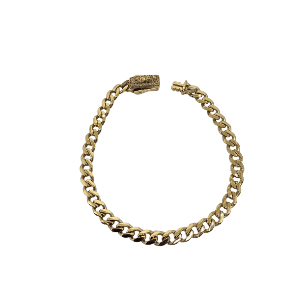 5mm Monaco Bracelet in 10K Yellow Gold with Lion Lock New