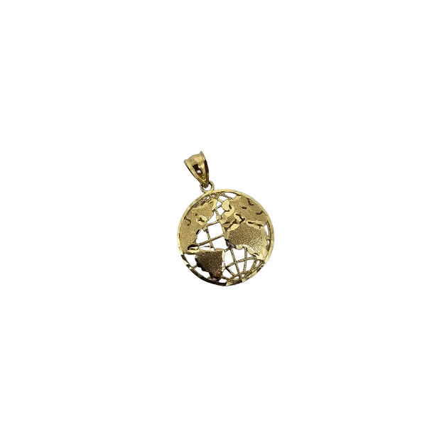 10k Yellow Gold  Globe World Pendant New