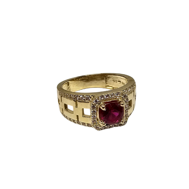 10K Gold Red Stone Ring New cali-112