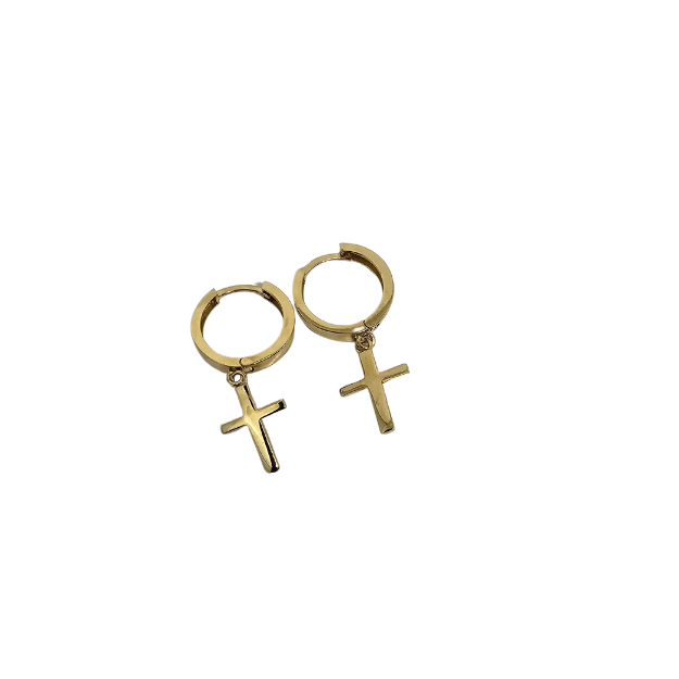 10k Cross Earring Yellow Gold