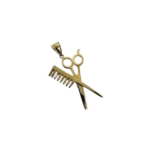 10k Gold Comb&Scissors Pendant New