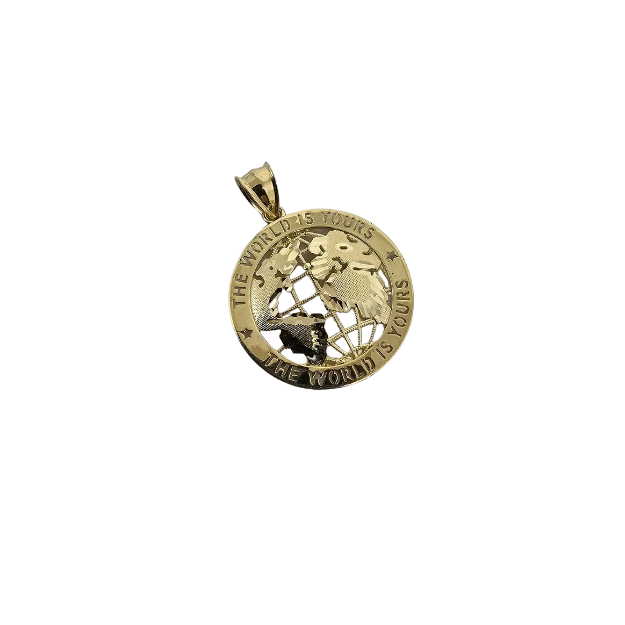 10k Gold Planet World Pendant New