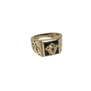 Athenian Bold: 10K Gold Men’s Greek Design Ring in Black & Gold