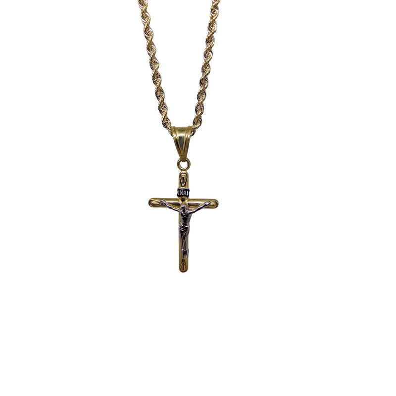 10K Gold  Rope Chain +10K Gold Cross jesus 2 tons