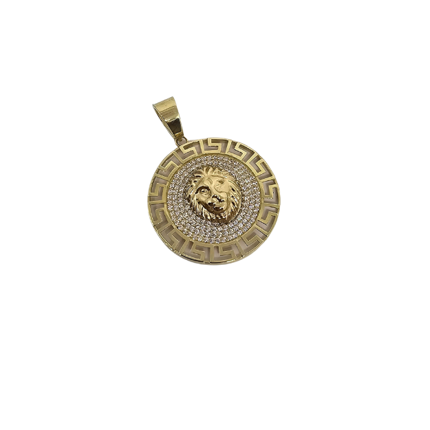 10k Gold Lion Pendant with zirconia