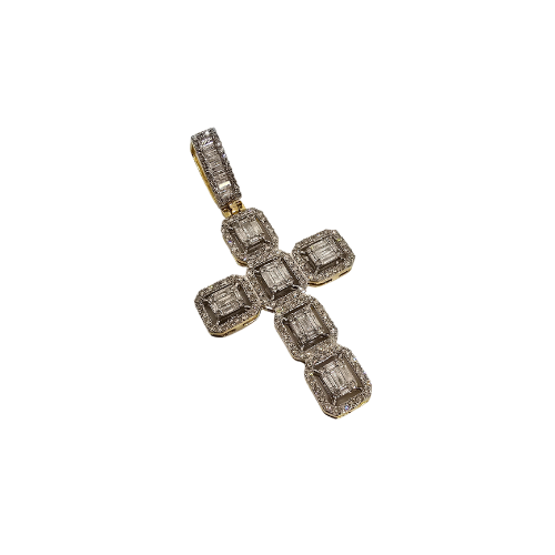 10k Cross 2.64ct of Diamonds Baguetties 10k Gold NEW