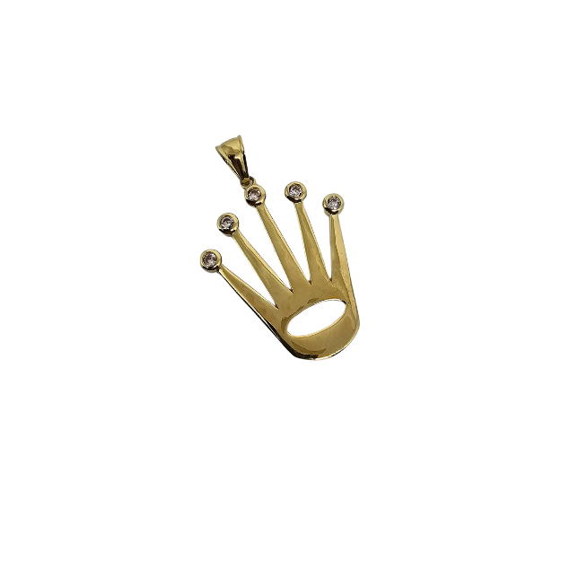 10K Gold Crown Pendant New