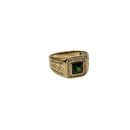 10k Gold Green Square Stone  Men Ring