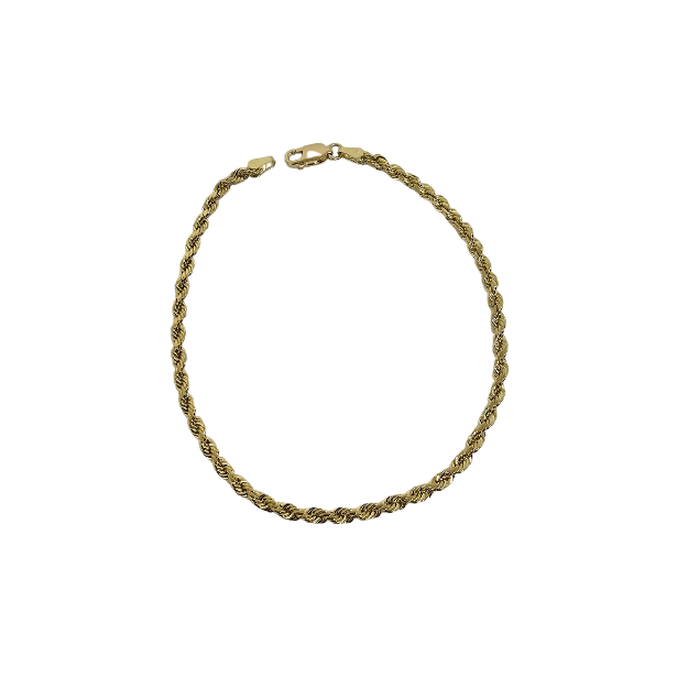 3mm Rope Chain Bracelet 10K Yellow Gold Bracelet for Men ASK-1147