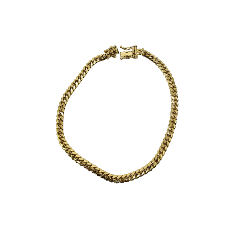 4mm Gold 18k Miami cuban Link Solid/Full bracelet